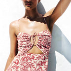 Damen Maxikleid mit raffiniertem Cut-Out-Design und verstellbaren Spaghettiträgern R&B