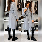 Damen Eleganter Trenchcoat mit taillierbarem Gürtel und Doppelreiher R&B