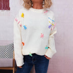 Damen Pullover mit verspieltem Bären-Motiv und dekorativen Applikationen R&B