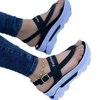 Damen modische Wedge-Sandalen mit ergonomischem Riemendesign und rutschfester Sohle R&B