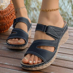 Damen Wedge-Pantoletten mit verstellbarem Riemendesign und Komfortsohle R&B