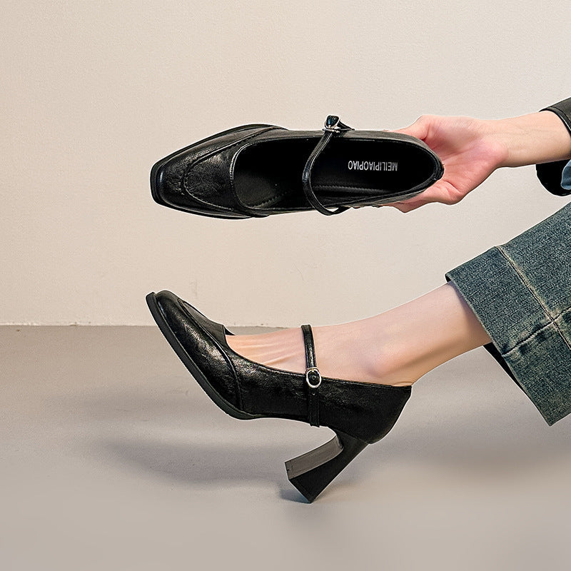 Damen Mary Jane Pumps mit komfortablem Blockabsatz und modischem Riemchen