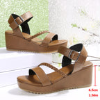 Damen Keil-Sandalen mit geflochtenem Riemen und verstellbarem Schnallenverschluss R&B