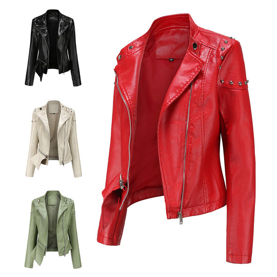 Damen trendige Bikerjacke mit modischen Details R&B