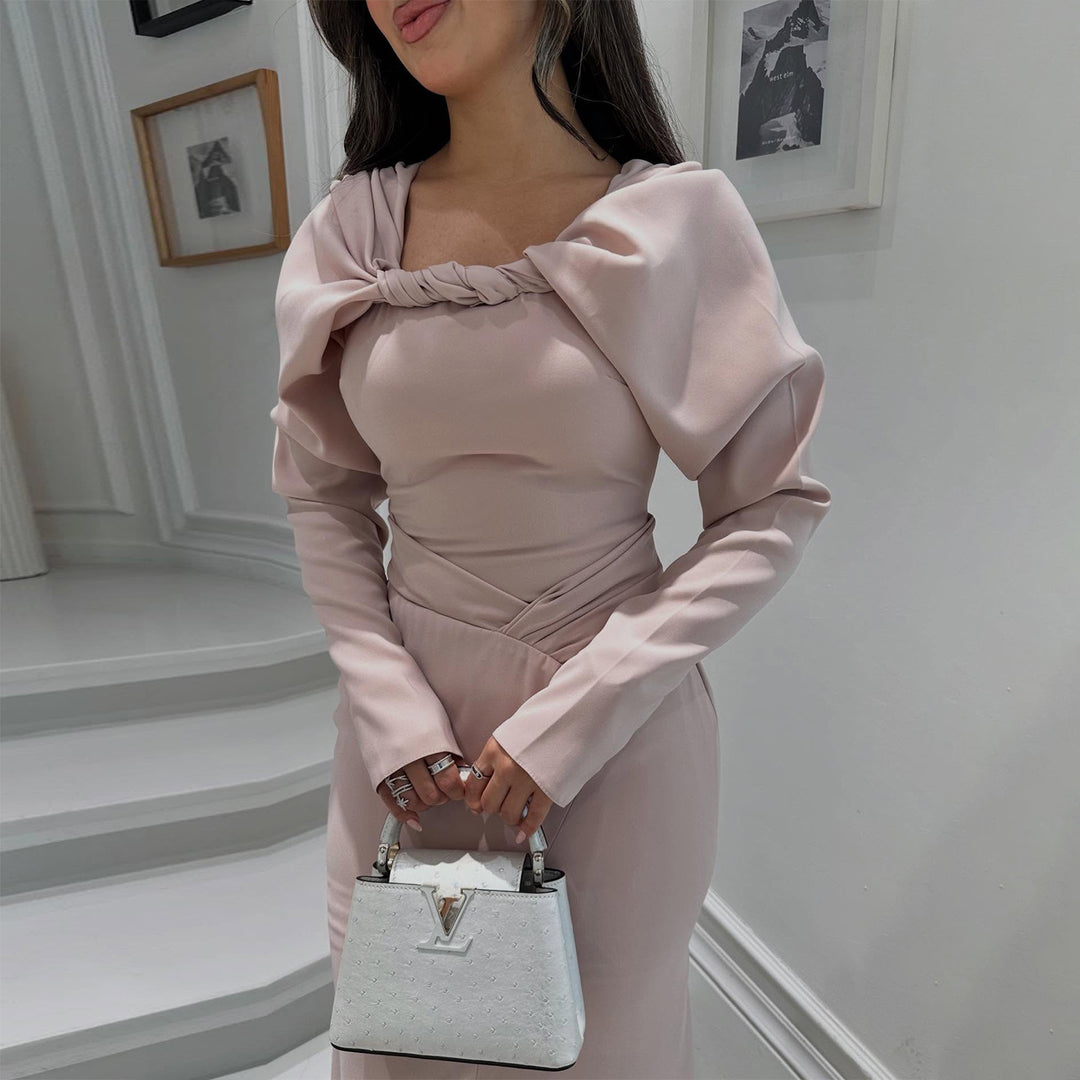 Damen Maxikleid mit elegantem Wickelausschnitt und figurbetonter Silhouette R&B