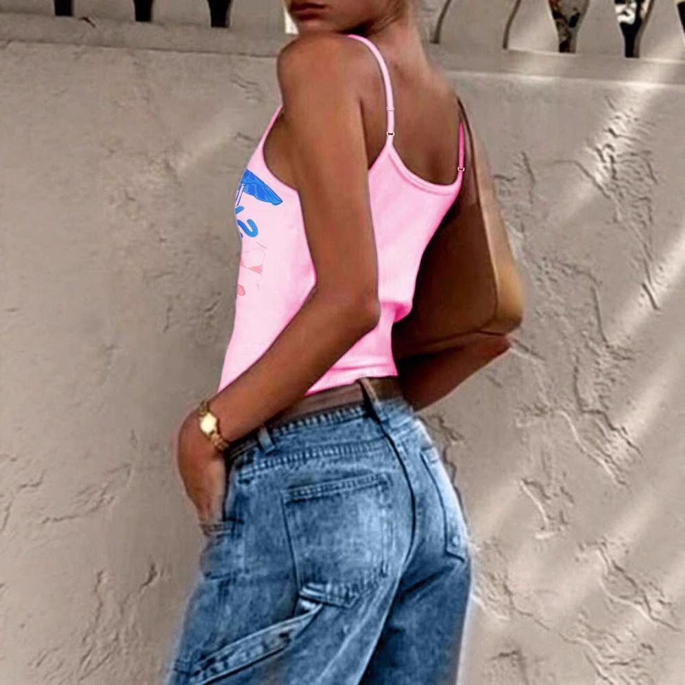 Damen Tanktop mit kreativem Sommermotiv und lässigem Schnitt R&B