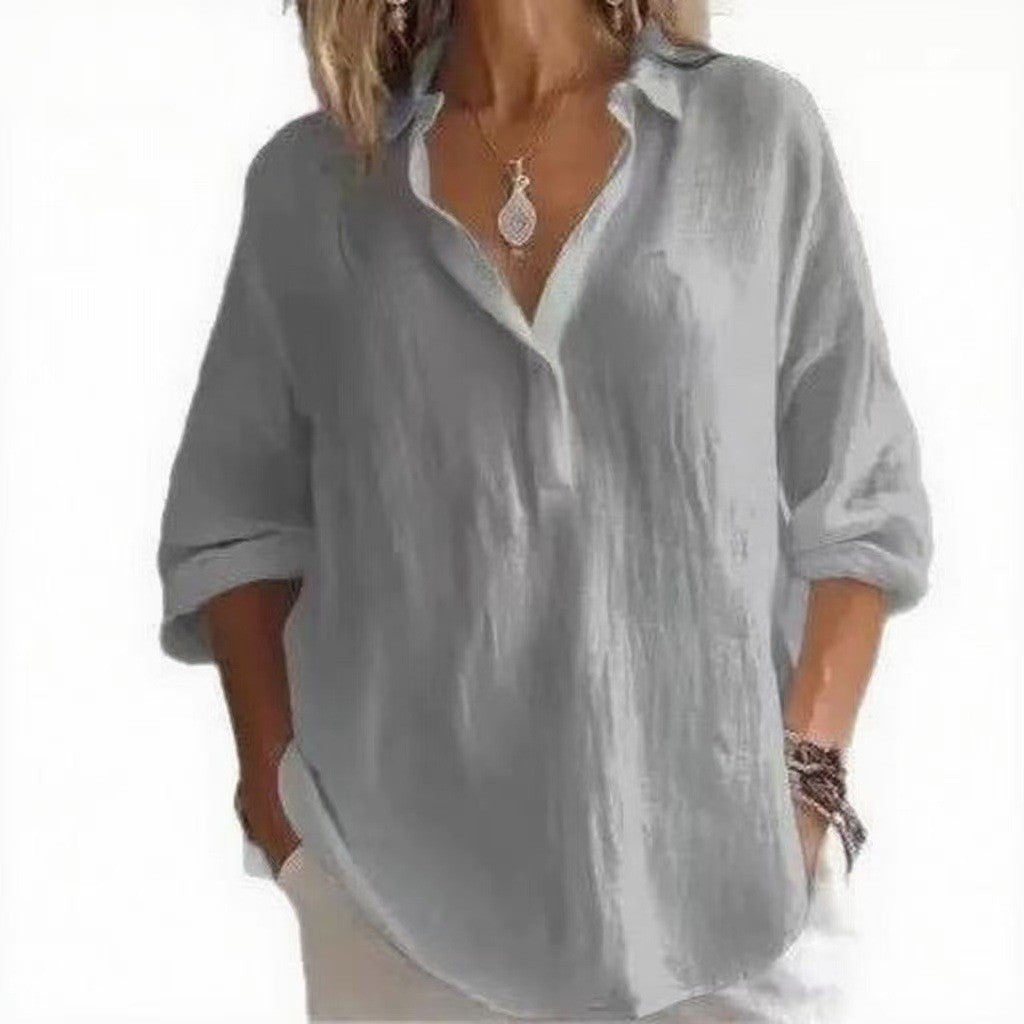 Damen Leichte Leinenbluse R&B