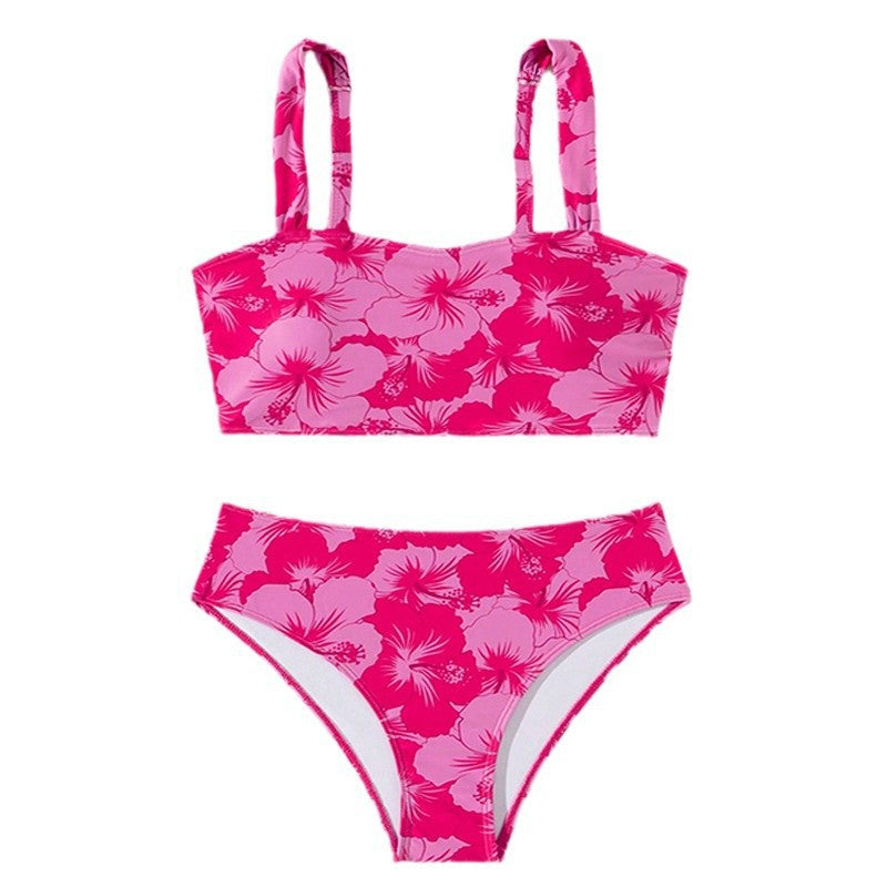 Damen Hochtailliertes Bikini-Set mit Quadrat-Ausschnitt-Oberteil
