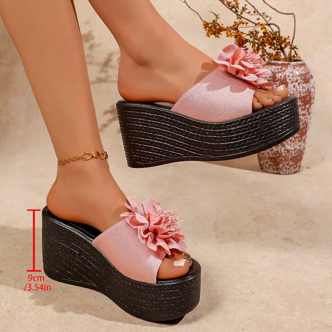 Damen Wedge-Pantoletten mit dekorativem Blumendesign R&B