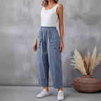 Damen elegante Freizeitpants mit Knopfdetails R&B