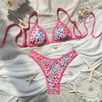 Damen Triangel-Bikini mit aufregendem Leopardenmuster und verstellbaren Trägern R&B