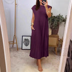 Damen Maxikleid mit plissierten Details und seitlichen Eingrifftaschen R&B