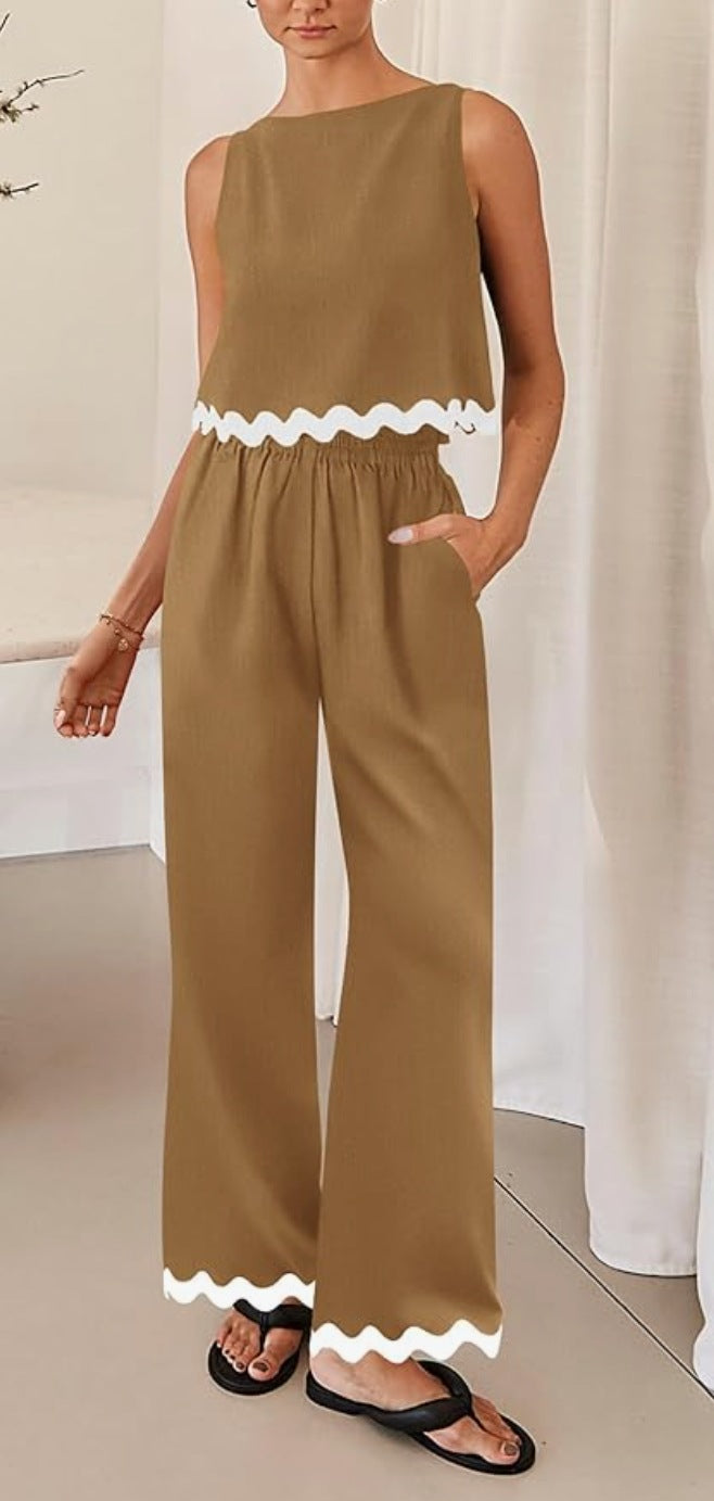 Damen elegantes Lounge-Set mit weitem Schnitt und dekorativen Wellenabschlüssen R&B