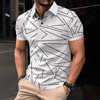 Herren Poloshirt mit modernem geometrischem Muster und atmungsaktiven Eigenschaften