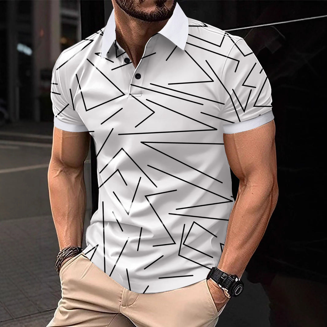 Herren Poloshirt mit modernem geometrischem Muster und atmungsaktiven Eigenschaften