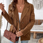 Damen Blazerjacke im angesagten Kord-Stil mit zwei Knöpfen R&B