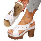 Damen Plateau-Sandalen mit modischem Riemendesign und Schmuckdetails R&B