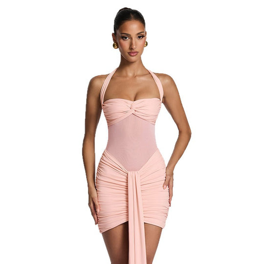 Damen Strandkleid mit raffiniertem Wickeldesign und charmanten Rüscheneffekt R&B