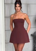 Damen Trägerloses Cocktailkleid im eleganten A-Linien-Schnitt mit versteckten Taschen