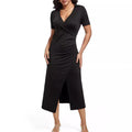 Damen Wickelkleid mit eleganter Drapierung und tiefem V-Ausschnitt R&B