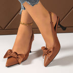Damen Slingback Pumps mit aufwendiger Schleifen-Applikation und elegantem Absatz
