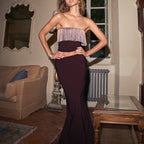 Damen Elegantes Zweiteiliges Abendkleid mit fransendem Oberteil und figurbetonter Silhouette R&B