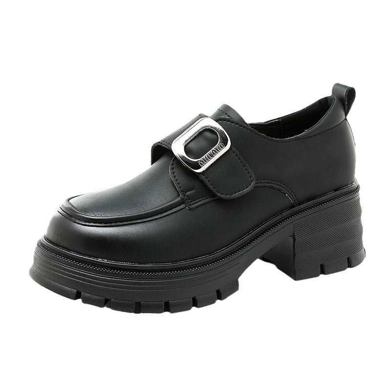 Damen modische Halbschuhe mit robustem Plateau und eleganter Schnalle R&B