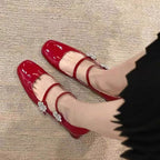 Damen elegante Ballerinas mit modischen Querriemchen und funkelnden Schmuckdetails R&B