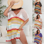 Damen luftiger Strandüberwurf mit buntem Lochdesign R&B