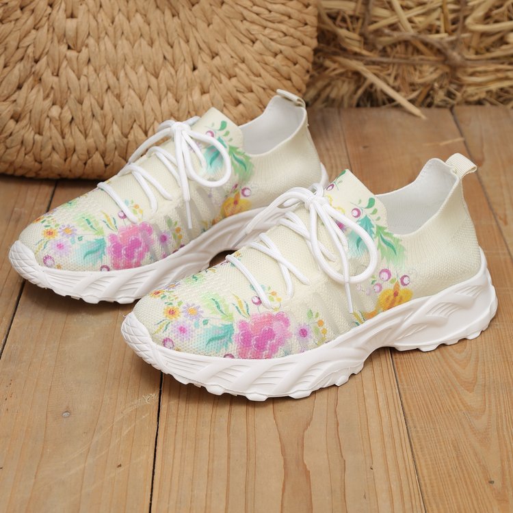 Damen modische Sneakers mit floralem Design und atmungsaktiver Textiloberfläche R&B