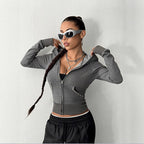 Damen modische Zip-Hoodie mit Silberschmuck-Details R&B