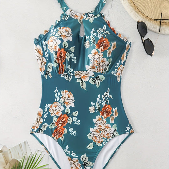 Damen Einteiliger Badeanzug mit elegantem Schnitt und floralem Design R&B