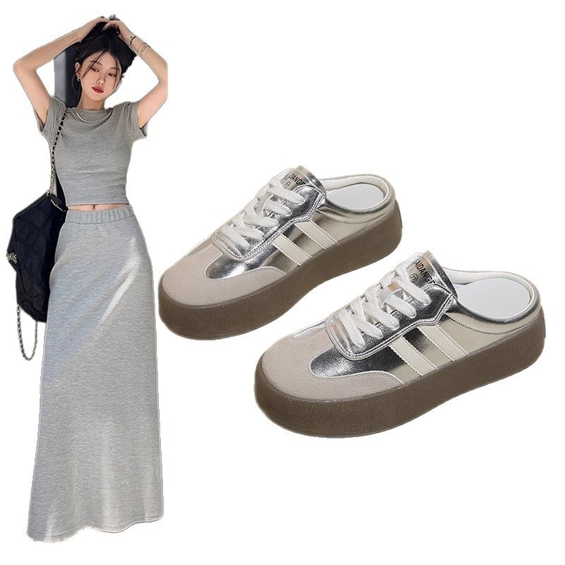 Damen Sportliche Plateauschuhe mit elastischem Einstieg und rutschfester Sohle