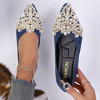 Damen elegante Ballerinas mit kunstvoller Perlenapplikation R&B