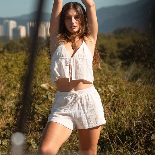 Damen Bikini-Set mit verstellbarem Oberteil und lässigen Shorts R&B