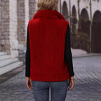 Damen Flauschige Weste mit Karomuster und Taschen R&B