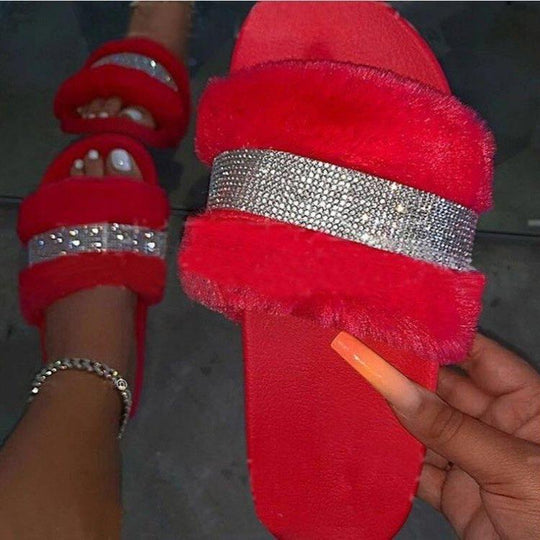 Damen Glamouröse Hausschuhe mit funkelnden Strass-Applikationen R&B