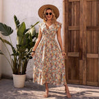 Damen Maxikleid mit fließendem Schnitt und Rüschen R&B