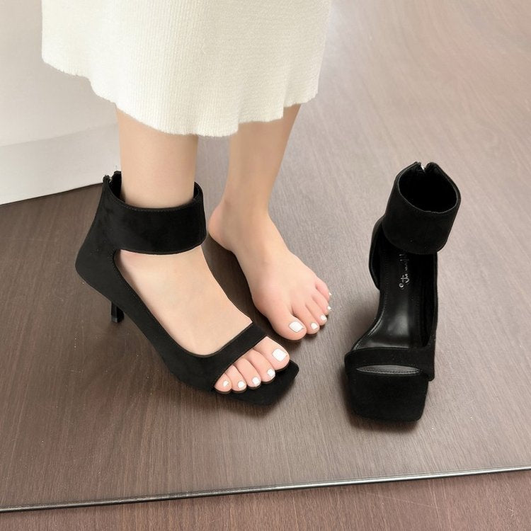 Damen elegante High Heel Sandalen mit breitem Fesselriemen R&B