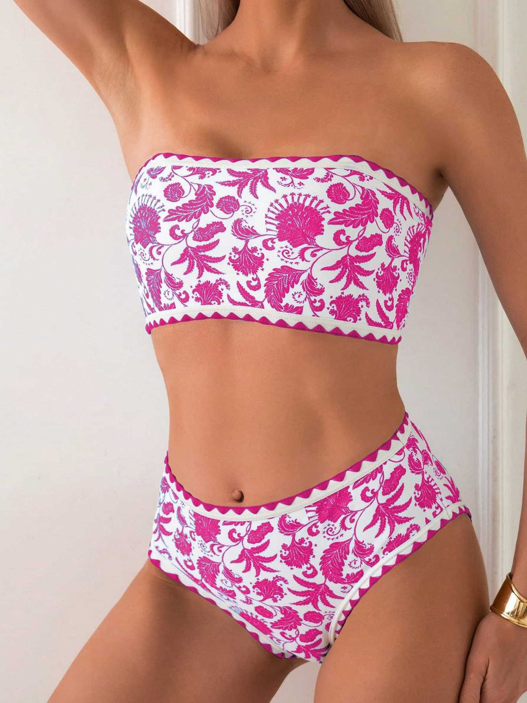 Damen Bandeau-Bikini mit trendigem floralen Design R&B