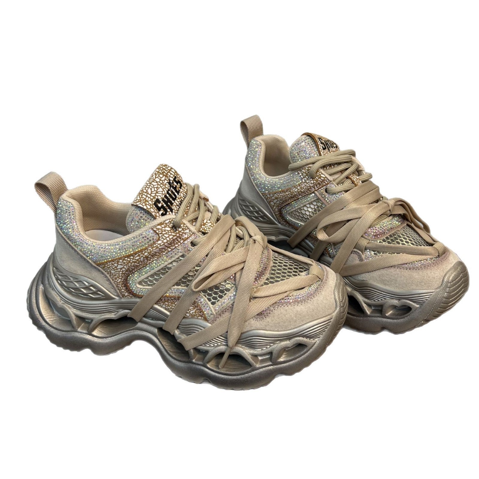 Damen Sportliche Chunky Sneakers mit funkelnden Applikationen und innovativem Dämpfungssystem R&B