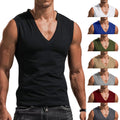 Herren nan ärmelloses Muskelshirt mit tiefem V-Ausschnitt aus dehnbarem Jersey und körpernaher Passform R&B