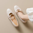 Damen Ballerinas mit dekorativer Schnallenapplikation und komfortablem Blockabsatz
