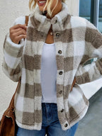 Damen Kuschelige Karojacke R&B