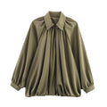 Damen leichtes Oversized-Blusenshirt mit Rüschendesign R&B