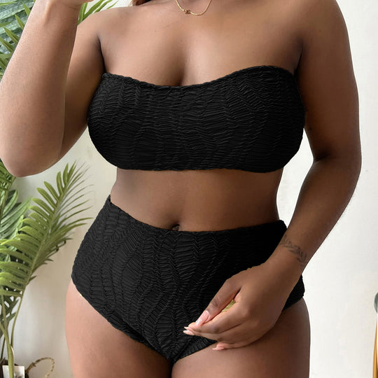 Damen Hoch tailliertes Bustier-Bikini-Set mit Rüschen-Design R&B