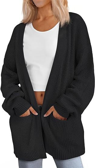 Damen Grobstrick Cardigan mit offenem Schnitt und praktischen Taschen R&B
