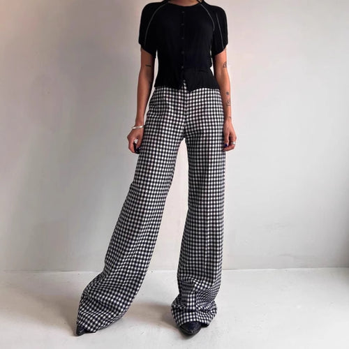 Damen Bequeme Tubenhose mit Karomuster und elastischem Bund R&B