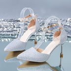 Damen elegante transparente High Heels mit glitzernden Akzenten R&B