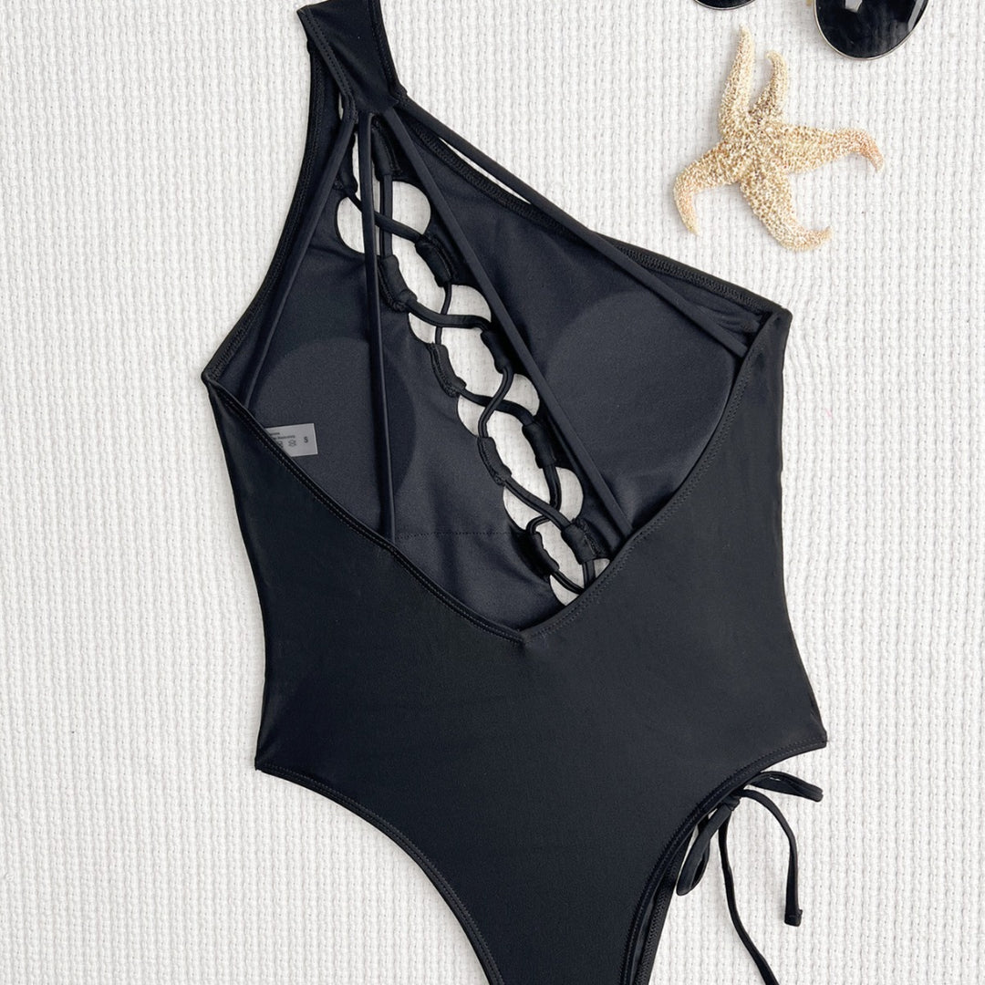 Damen Eleganter einteiliger Badeanzug mit verstellbaren Rückenträgern R&B